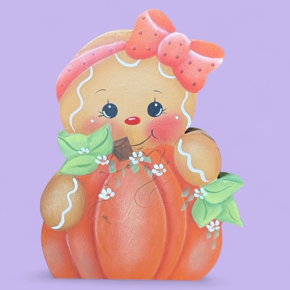 Jackie Bellamy Signed Halloween Shelf Sitter Set Pumpkin & Ghost MDF Cutouts - Picture 4 of 14